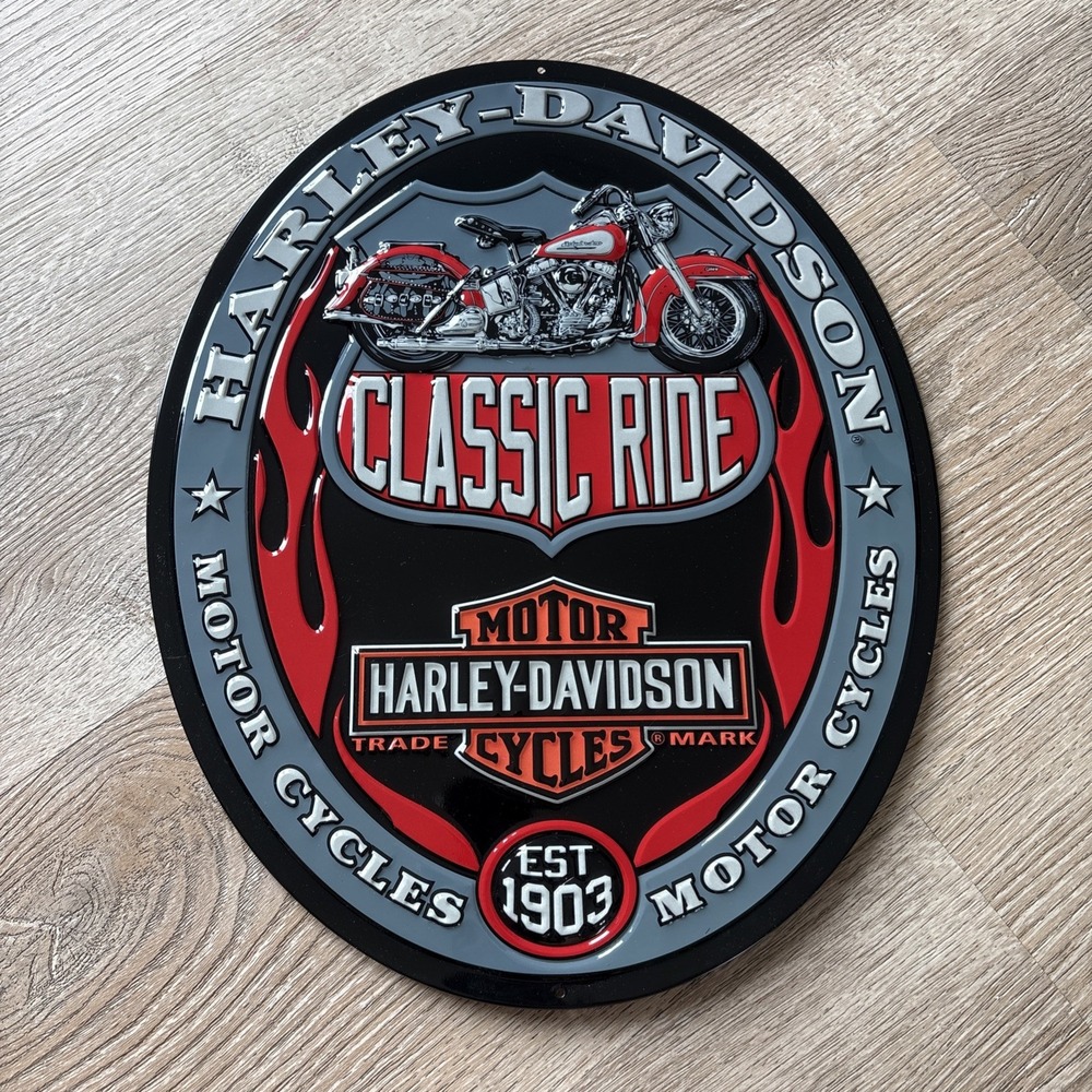 Harley-Davidson Classic Ride Embossed Tin Sign Oval Motorcycle 2010741